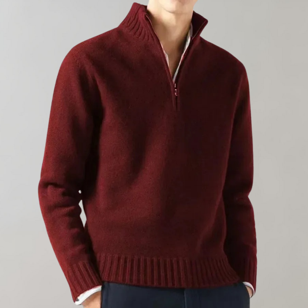 Pull Blanc Élégant à Fermeture Éclair pour Homme