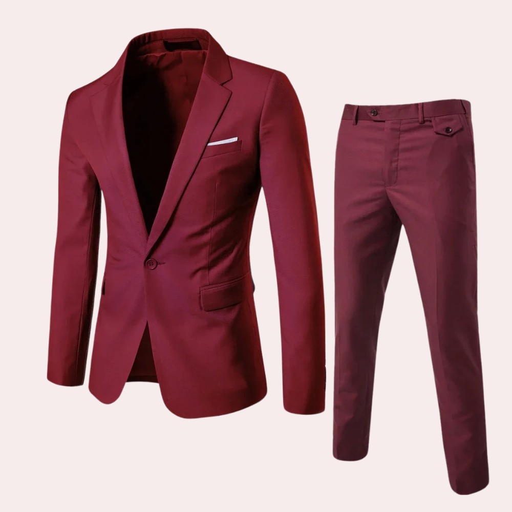 Costume Homme Rouge Vin Classique