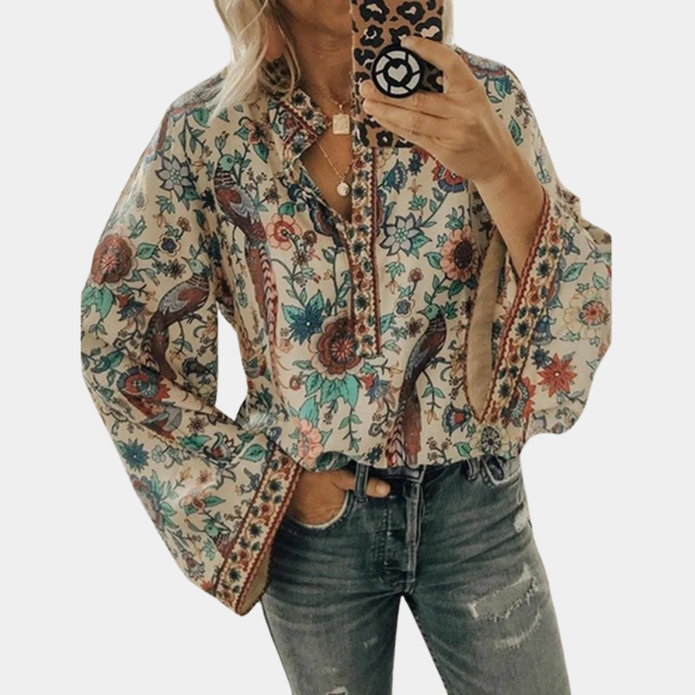 Blouse Été Femme - Haut Floral Léger avec Manches Amples