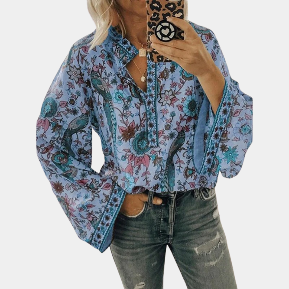 Blouse Été Femme - Haut Floral Léger avec Manches Amples