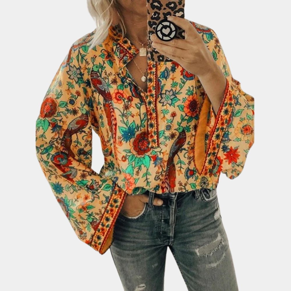 Blouse Été Femme - Haut Floral Léger avec Manches Amples