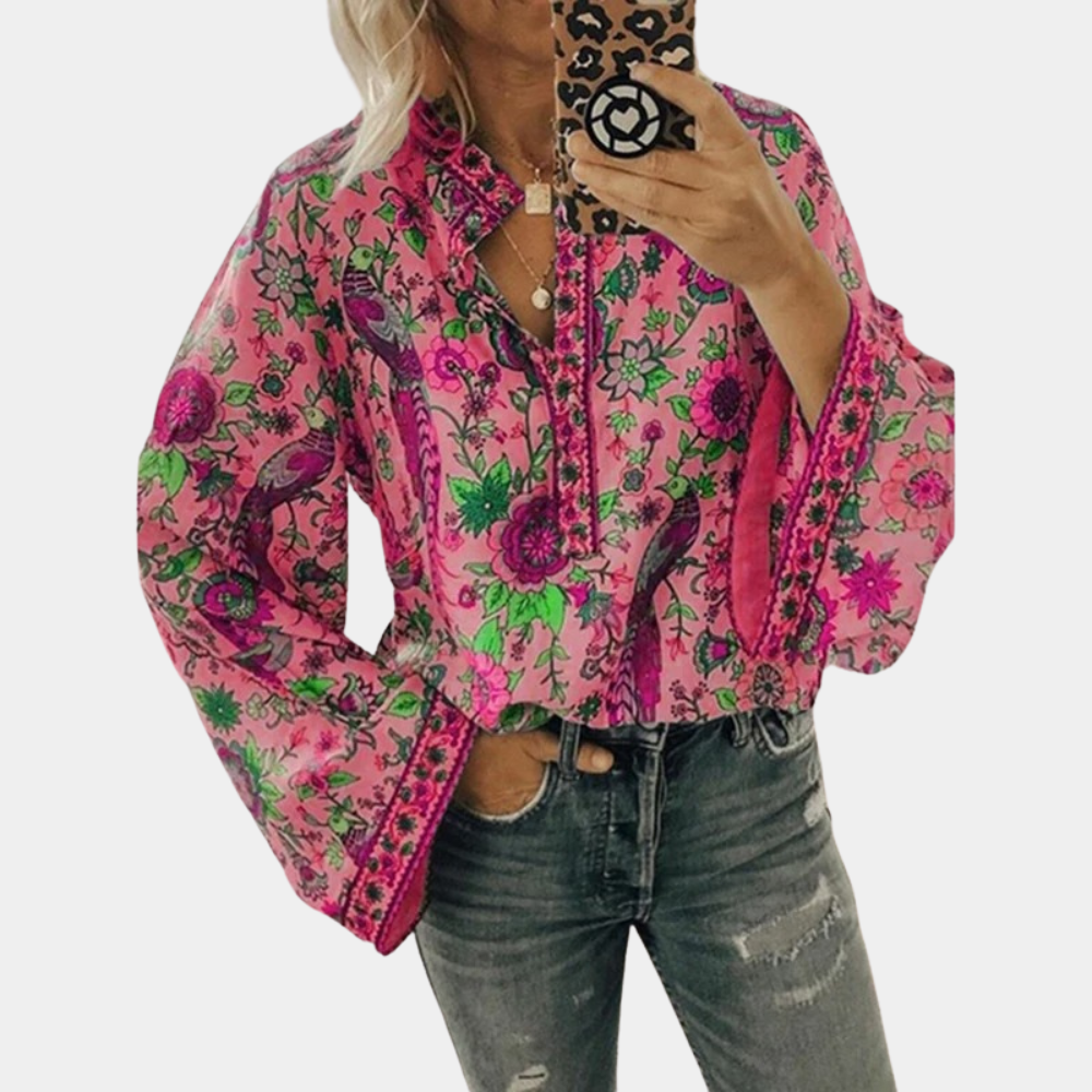 Blouse Été Femme - Haut Floral Léger avec Manches Amples