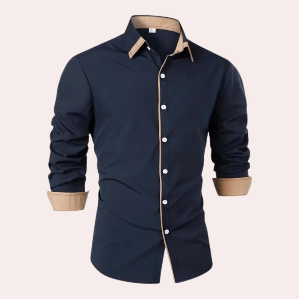Chemise Homme Élégante Col Chemisé pour Automne