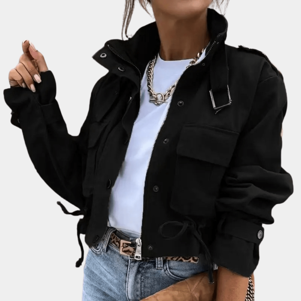 Veste Femme Floral Élégante Manches Longues Fermeture Éclair