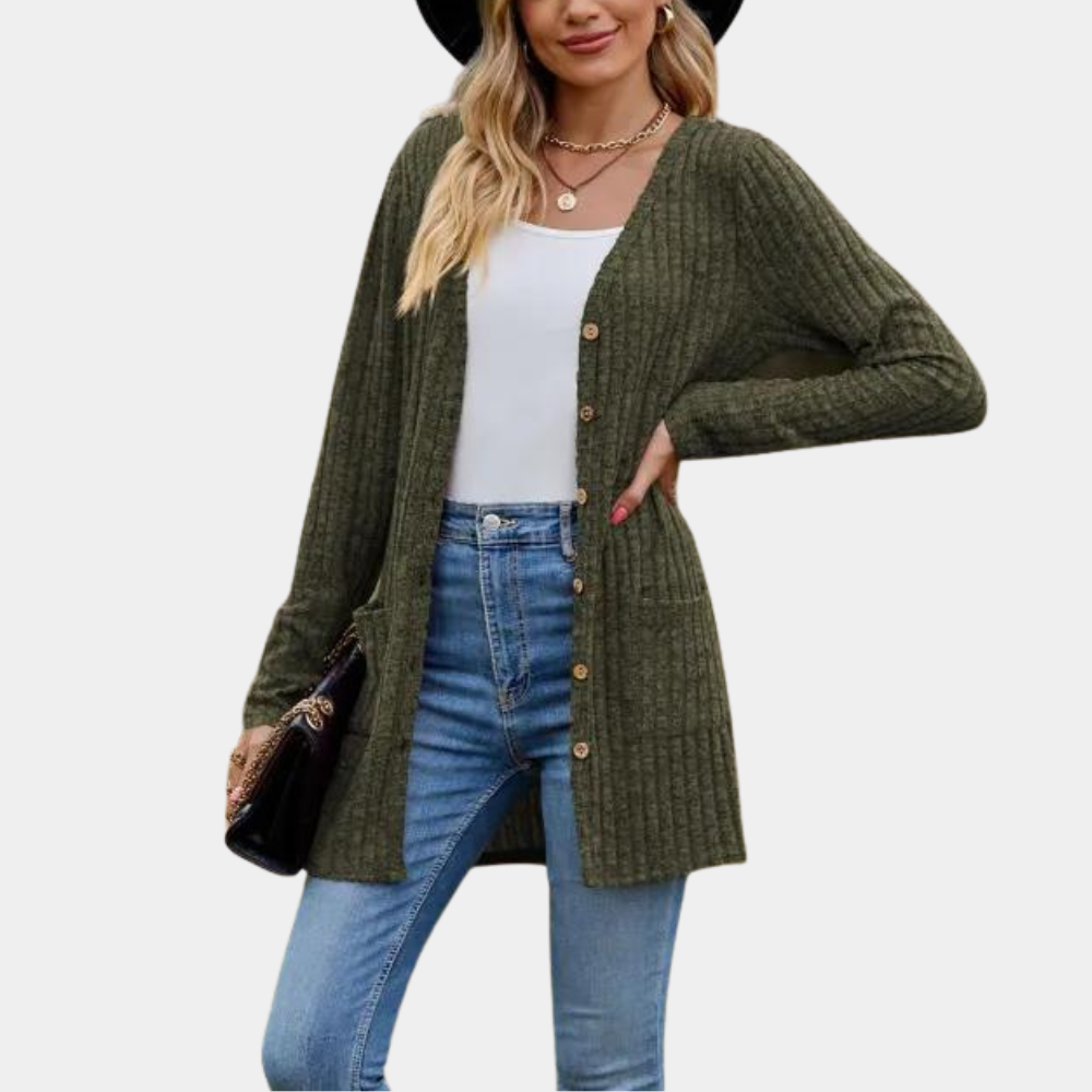 Cardigan Chic Décontracté avec Poches et Boutons
