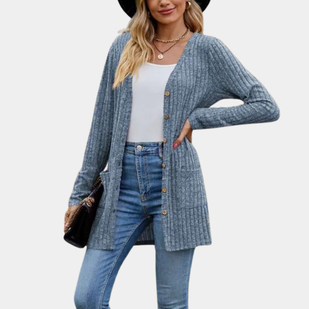 Cardigan Chic Décontracté avec Poches et Boutons