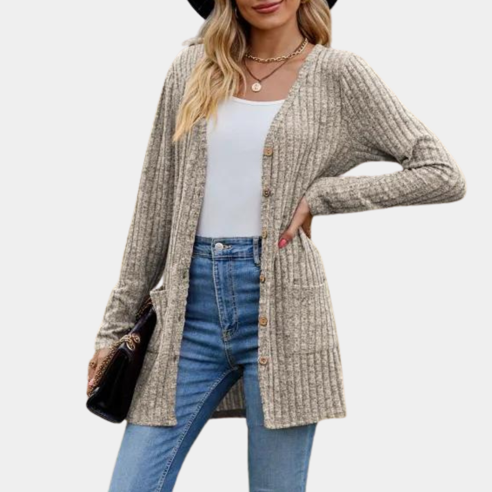 Cardigan Chic Décontracté avec Poches et Boutons