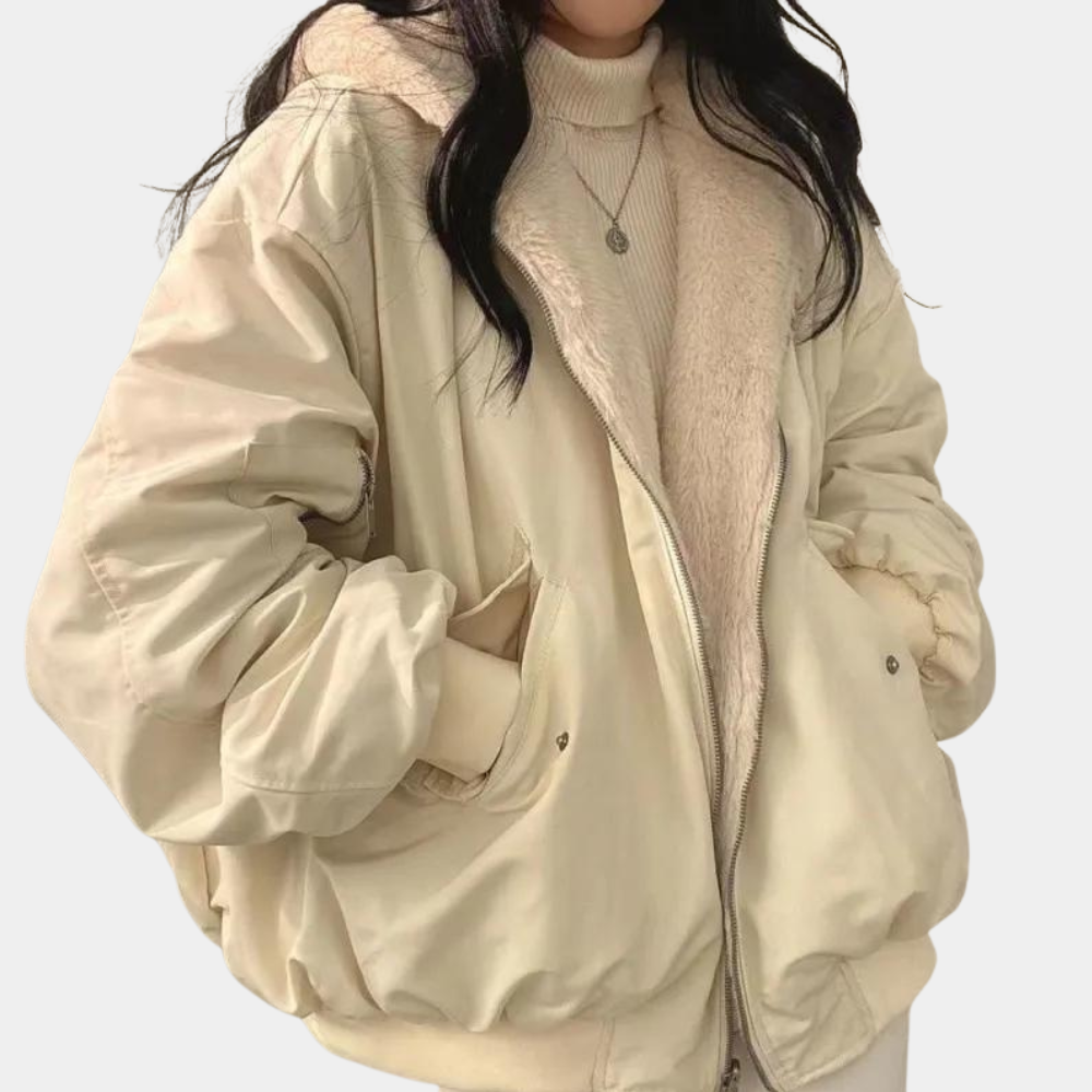 Veste Femme Grande Taille Noir Doublée Fourrure Artificielle