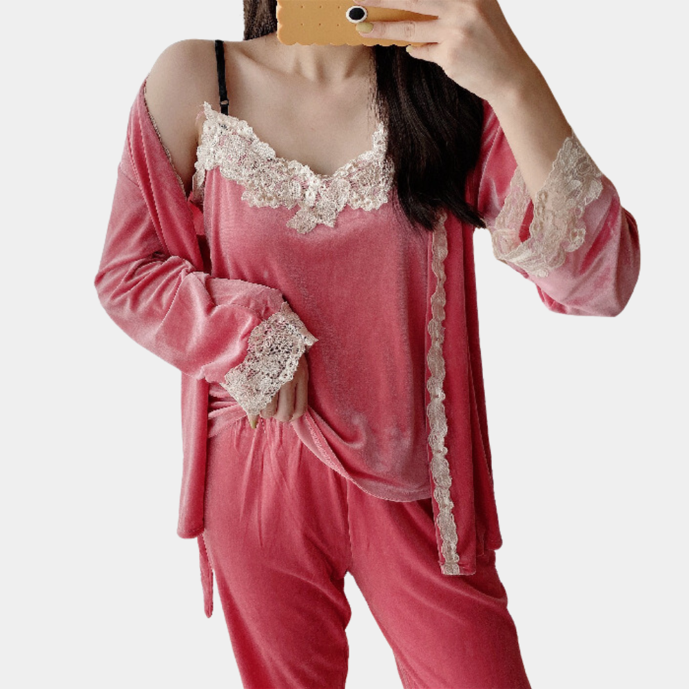 Pyjama Femme 2 Pièces Élégant Dentelle Douce