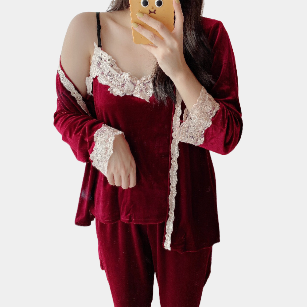 Pyjama Femme 2 Pièces Élégant Dentelle Douce
