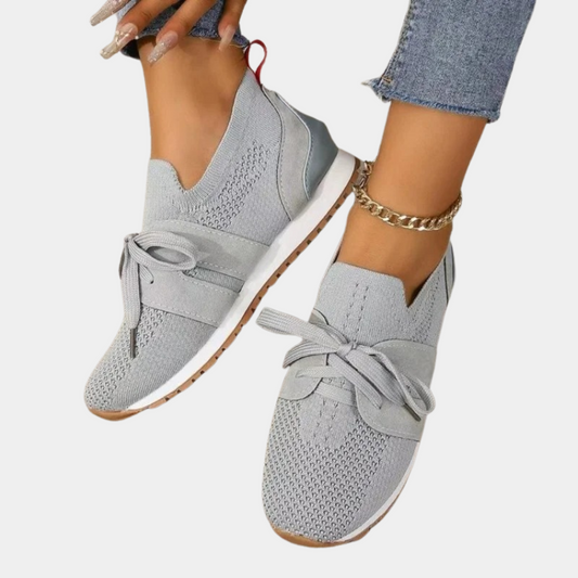 Chaussures running femme gris clair semelle blanc - LuxeStyle
