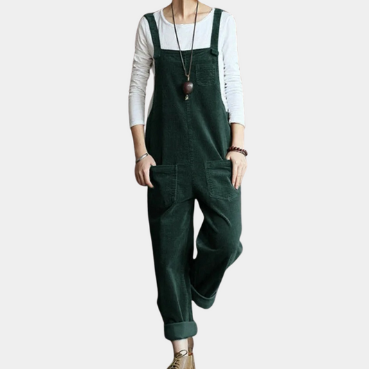 Salopette velours doux émeraude femme - LuxeStyle