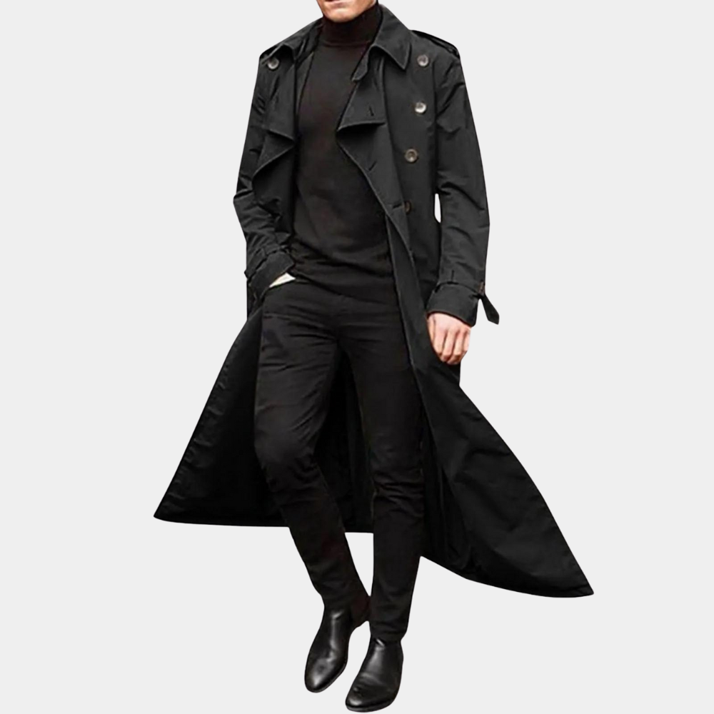 Trench Coat Homme Élégant - Veste Longue Imperméable Moderne