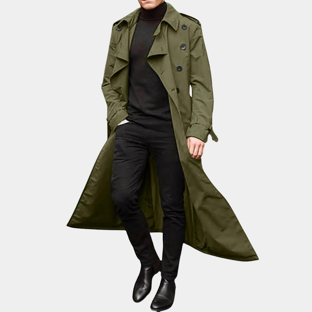 Trench Coat Homme Élégant - Veste Longue Imperméable Moderne