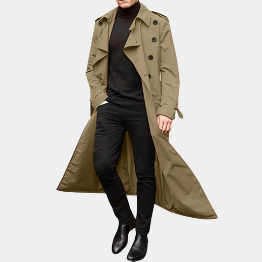 Trench Coat Homme Élégant - Veste Longue Imperméable Moderne - LuxeStyle