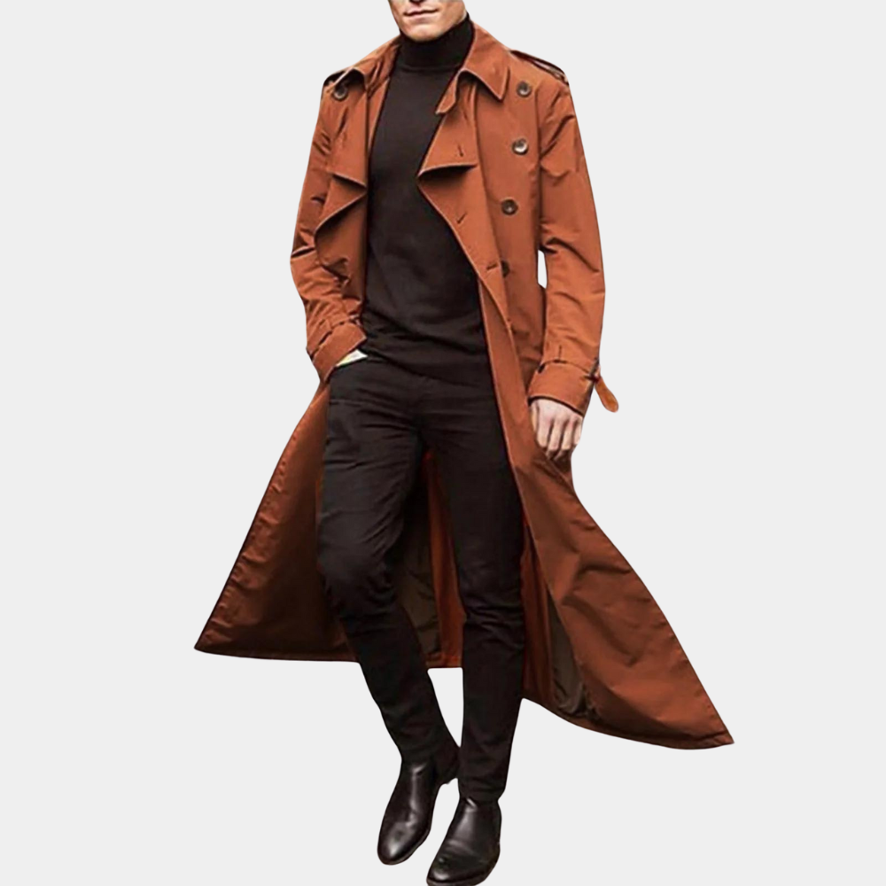 Trench Coat Homme Élégant - Veste Longue Imperméable Moderne