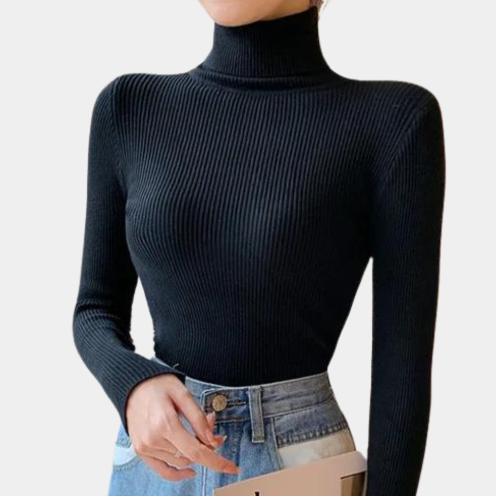 Pull Femme Col Roulé Manches Longues Hiver