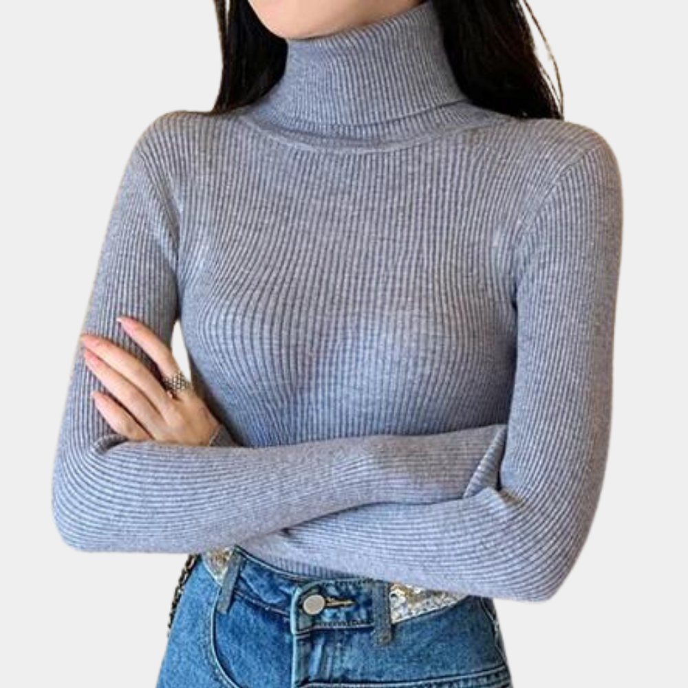 Pull Femme Col Roulé Manches Longues Hiver