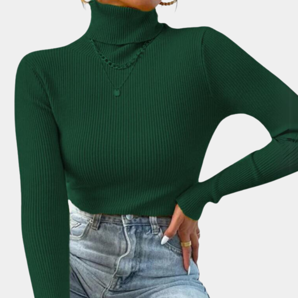 Pull Femme Col Roulé Manches Longues Hiver