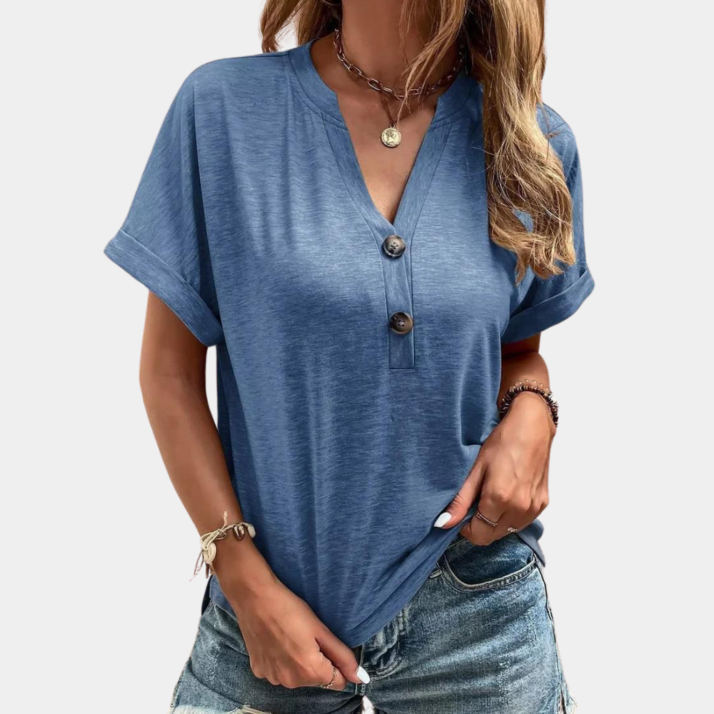 T-shirt Femme Décontracté Col V Manches Courtes