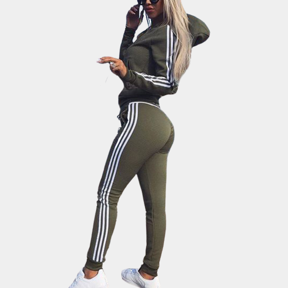 Tenue Sport Femme Gris Rayé Élégante