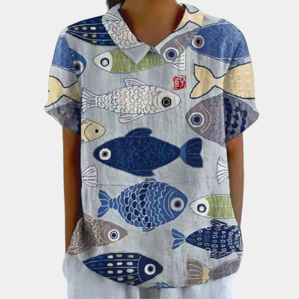 Blouse Été Femelle - Haut Détendu à Manches Courtes avec Imprimé Floral