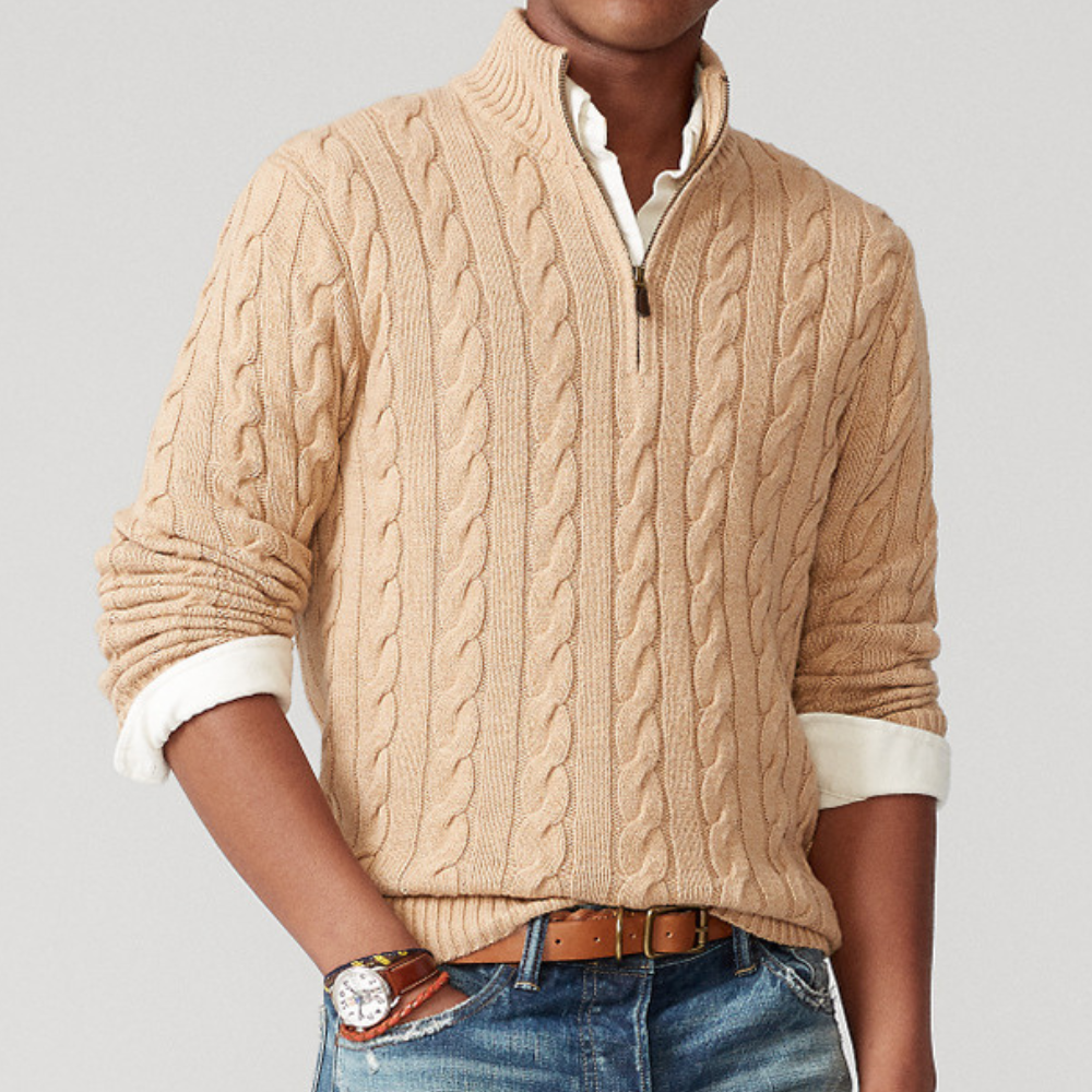 Pull Homme Col Zip Chaud Hiver