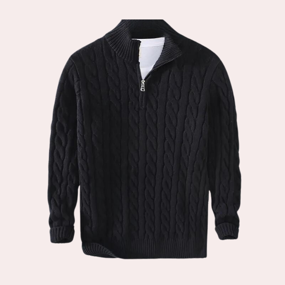 Pull Homme Col Zip Chaud Hiver