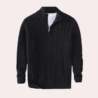 Pull Homme Col Zip Chaud Hiver