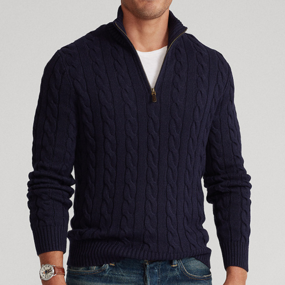 Pull Homme Col Zip Chaud Hiver