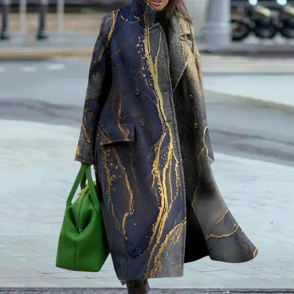 Manteau Femme Hiver Long À Carreaux Élégant