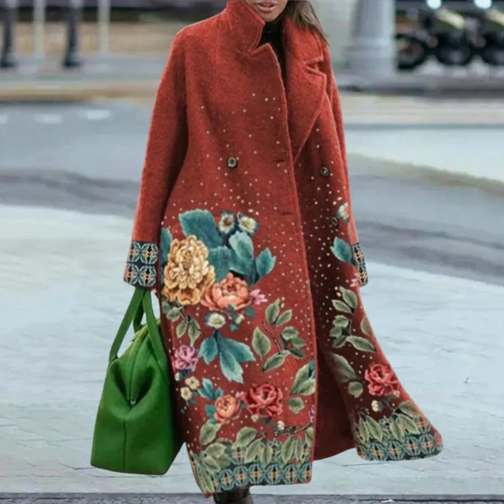 Manteau Femme Hiver Long À Carreaux Élégant
