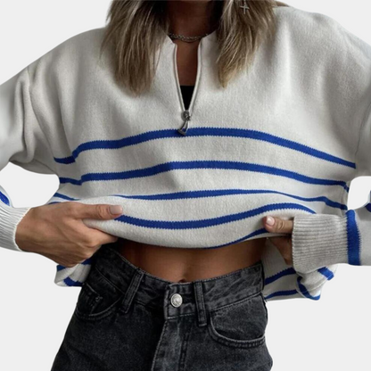 Citlali - Pull Zippé à Rayures Pour Femme