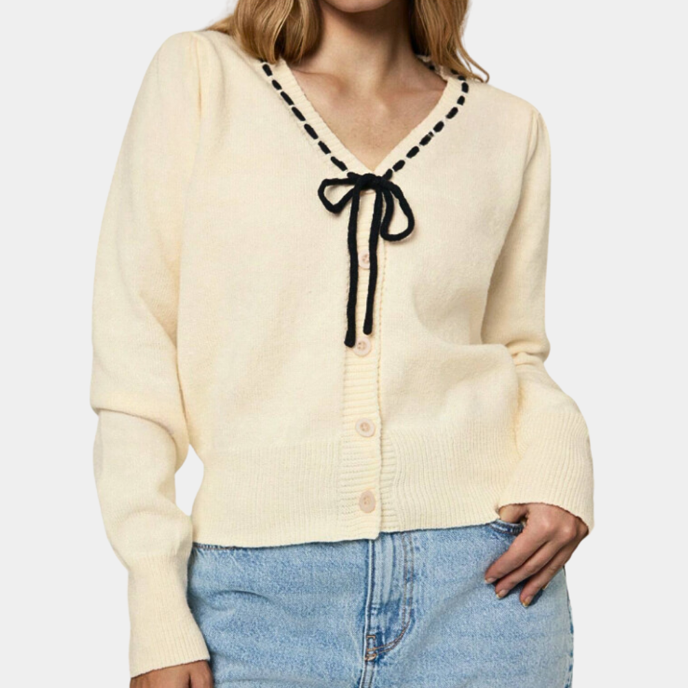 Anthoula - Pull à col en V avec nœud pour femmes