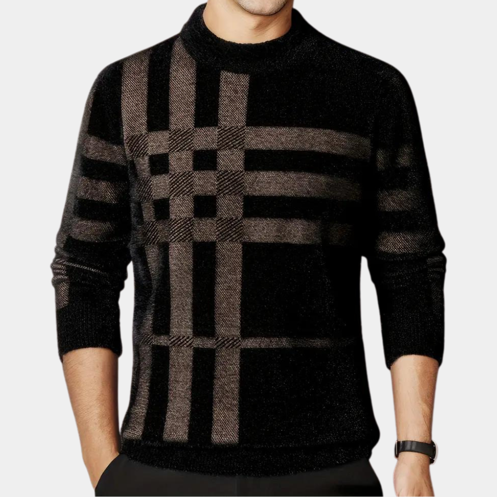 Agusztav - Pull Tricoté Extensible Confort epour Hommes