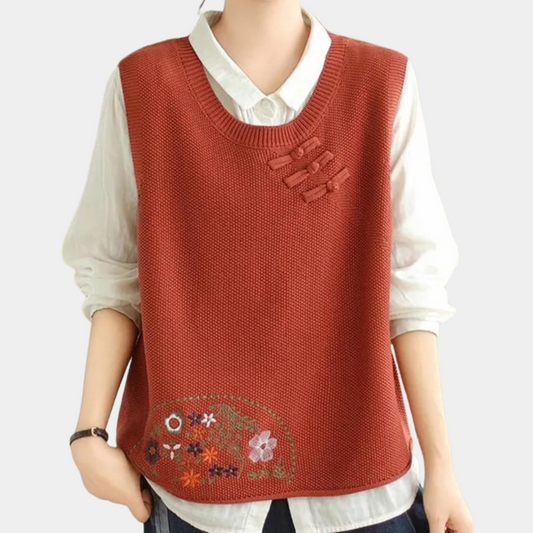 Penina - Gilet brodé à motif floral pour femmes