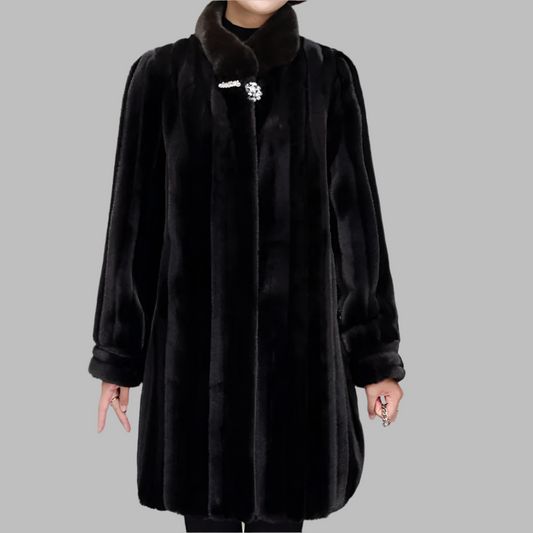 Manteau Femme Hiver Élégant avec Col Haut - LuxeStyle