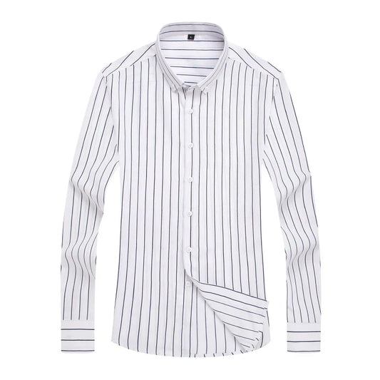 Chemise Rayée Élégante pour Homme Manches Longues Taille Affûtée - LuxeStyle