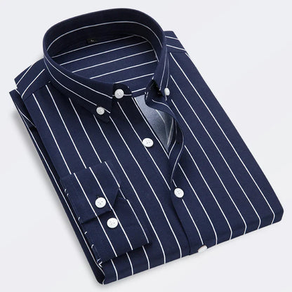 Chemise Rayée Élégante pour Homme Manches Longues Taille Affûtée