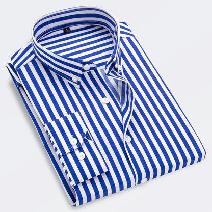 Chemise Rayée Élégante pour Homme Manches Longues Taille Affûtée