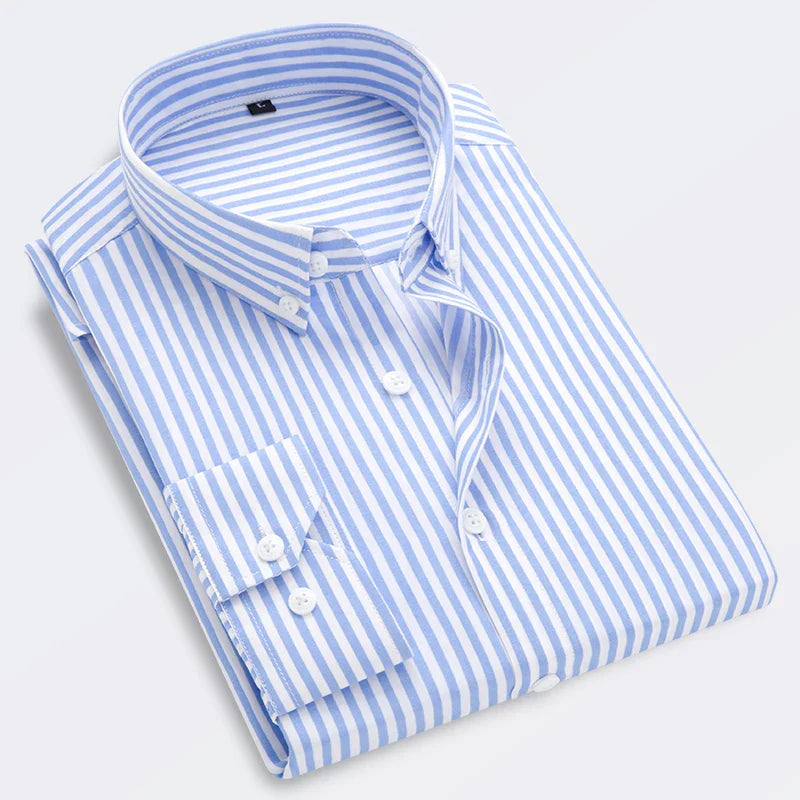 Chemise Rayée Élégante pour Homme Manches Longues Taille Affûtée
