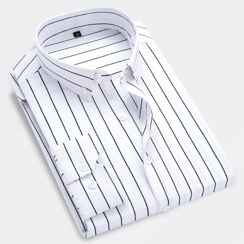 Chemise Rayée Élégante pour Homme Manches Longues Taille Affûtée