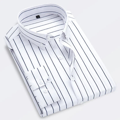 Chemise Rayée Élégante pour Homme Manches Longues Taille Affûtée