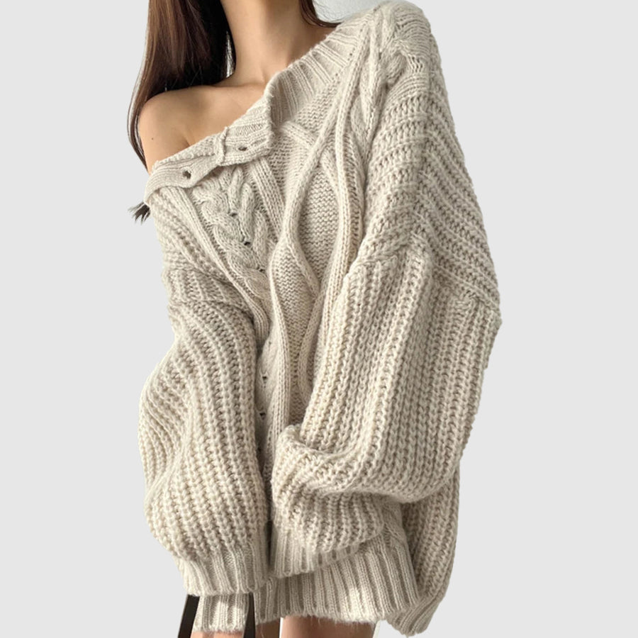 Pull Femme Élégant Col Dégagé Hiver