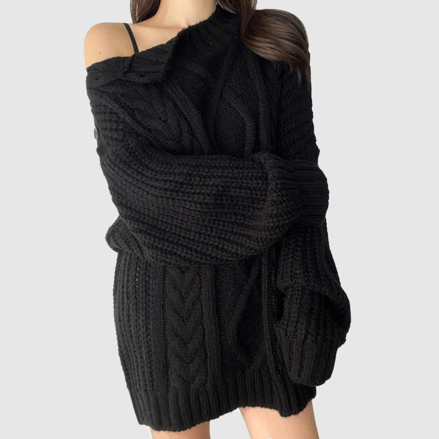 Pull Femme Élégant Col Dégagé Hiver