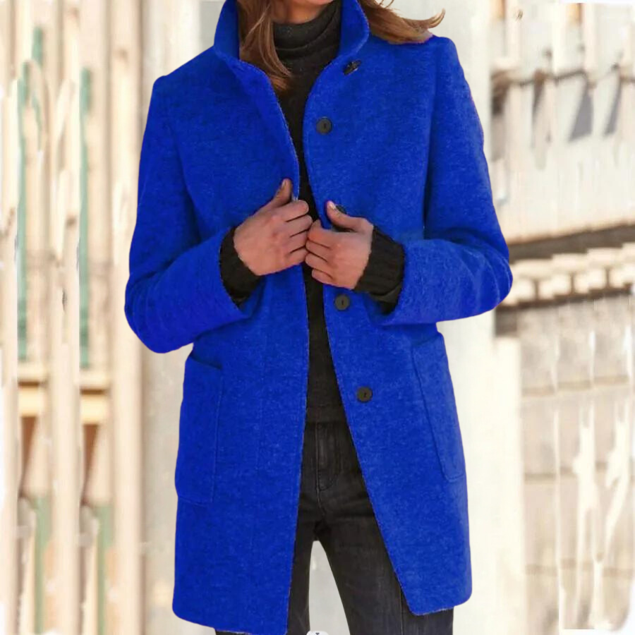 Manteau Femme Hiver au Col Montant et Manches Longues