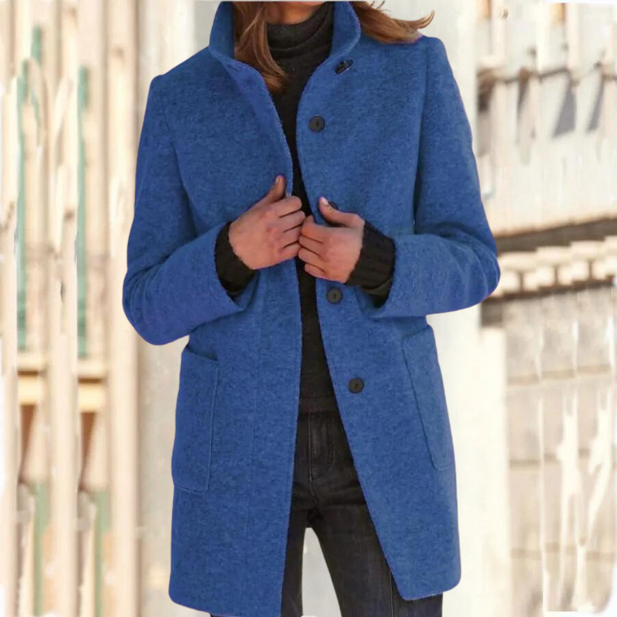 Manteau Femme Hiver au Col Montant et Manches Longues