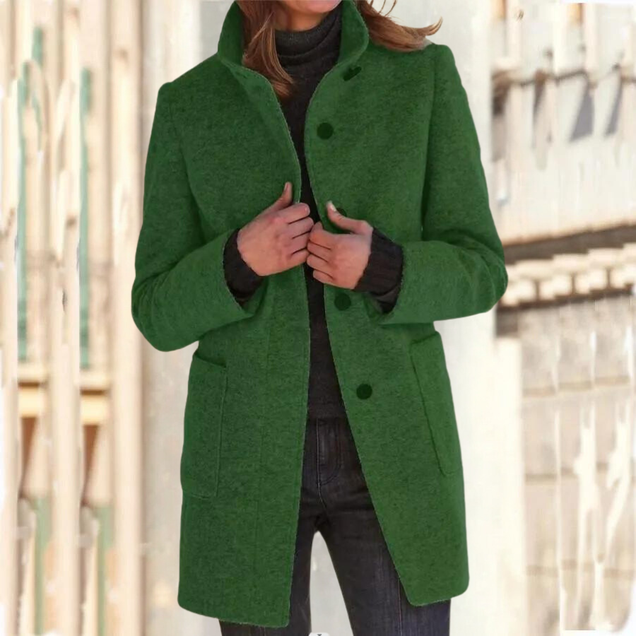 Manteau Femme Hiver au Col Montant et Manches Longues