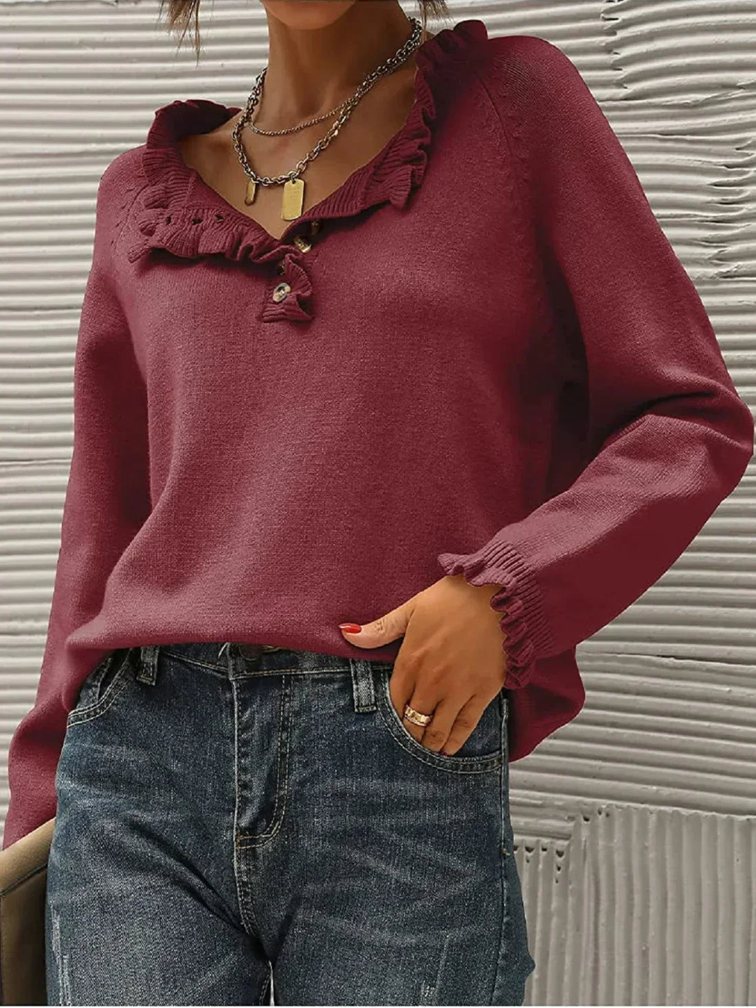 Pull Femme Chaleureux Col Rond Beige