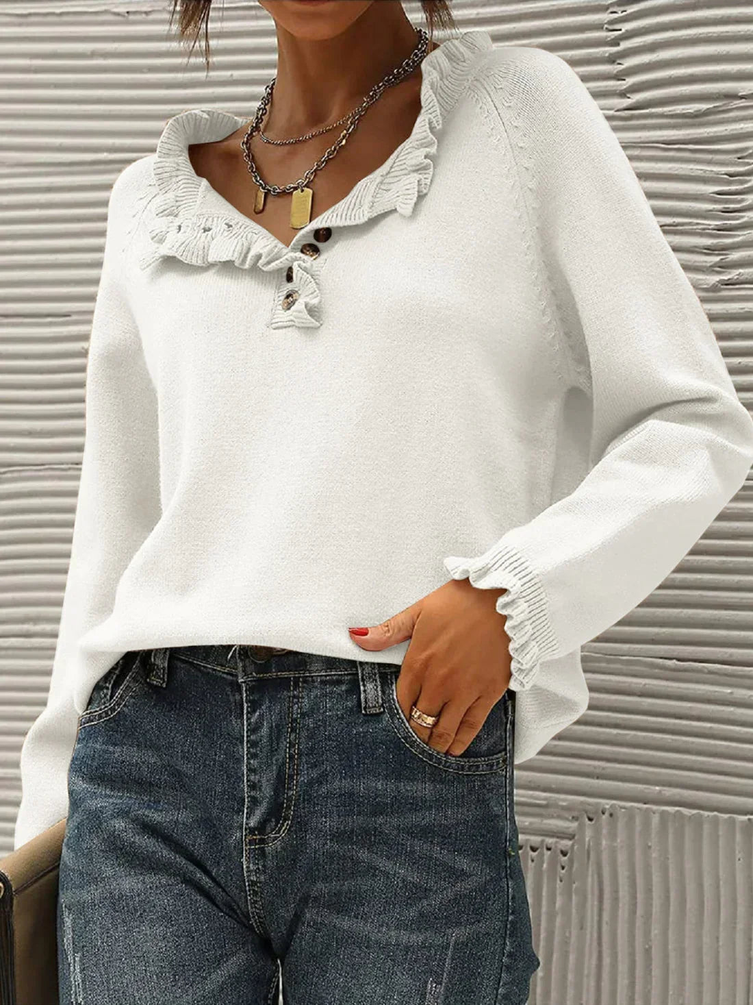 Pull Femme Chaleureux Col Rond Beige